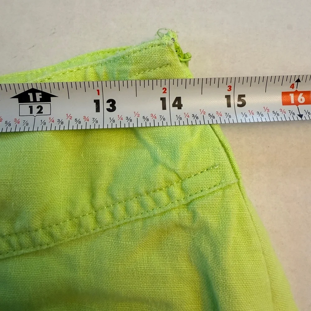 Athleta‎ Size 2 Daydream 100% Linen A-Line Skirt Flare Drawstring Lime Green